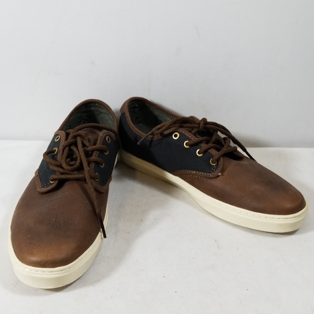 Vans Brown/Black Leather Lace Up Sneakers Size 8.5